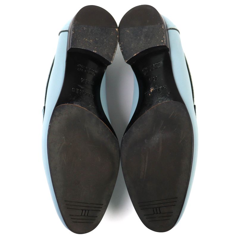Hermes Z Constance Moccasin Shoes Leather Loafers Light Blue — view 8