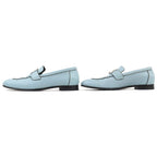 Hermes Z Constance Moccasin Shoes Leather Loafers Light Blue — view 3