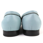 Hermes Z Constance Moccasin Shoes Leather Loafers Light Blue — view 6