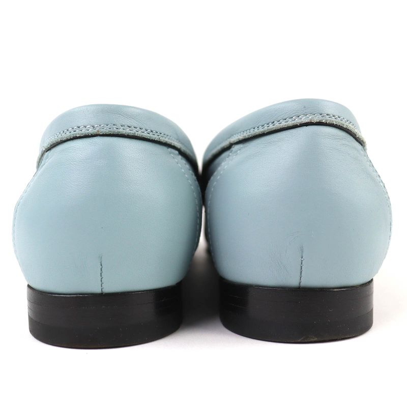 Hermes Z Constance Moccasin Shoes Leather Loafers Light Blue — view 6
