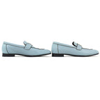 Hermes Z Constance Moccasin Shoes Leather Loafers Light Blue — view 4