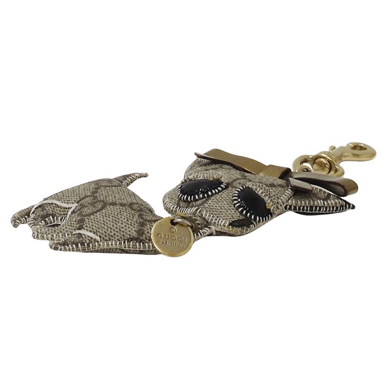 Gucci Key Holder Gucciori Chihuahua GG Supreme Beige Brown Dog — view 3