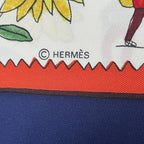 Hermes Carre 90 RE TOUR A LA Terre Return To Home Silk Scarf Navy — view 8