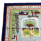 Hermes Carre 90 RE TOUR A LA Terre Return To Home Silk Scarf Navy — view 3