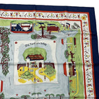 Hermes Carre 90 RE TOUR A LA Terre Return To Home Silk Scarf Navy — view 4