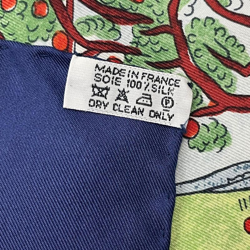 Hermes Carre 90 RE TOUR A LA Terre Return To Home Silk Scarf Navy — view 9