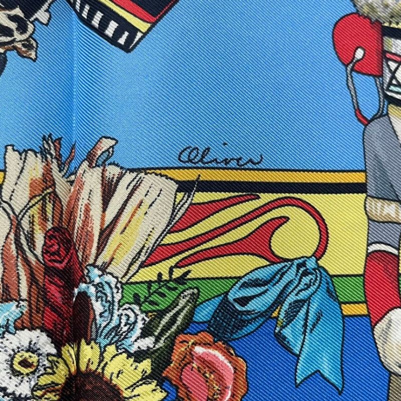 Hermes Scarf Silk Carre 90 Kachinas Ethnic Blue Box — view 9