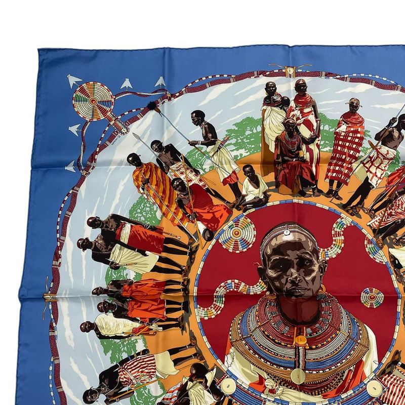Hermes Carre 90 Silk Scarf Perles DU Kenya Pearls Of Blue Box — view 3