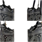 Prada Punching Leather Tote Bag With Pouch Cutwork Black — view 5