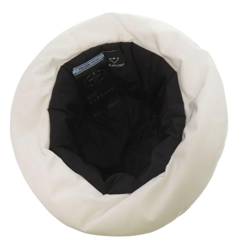 Prada Re Nylon Logo Print Volume Bucket Hat Polyester Polyamide White 0674 — view 7