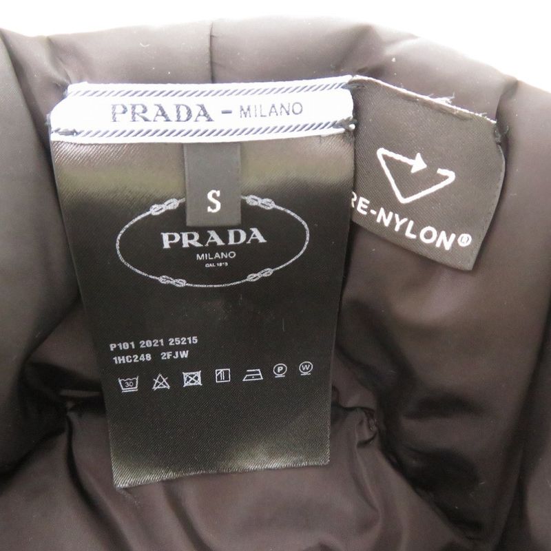 Prada Re Nylon Logo Print Volume Bucket Hat Polyester Polyamide White 0674 — view 9