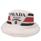 Prada Re Nylon Logo Print Volume Bucket Hat Polyester Polyamide White 0674 — view 2