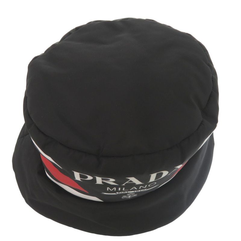 Prada Re Nylon Logo Print Volume Bucket Hat Polyester Polyamide Black 0673 — view 7