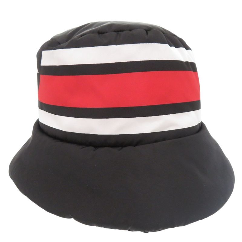 Prada Re Nylon Logo Print Volume Bucket Hat Polyester Polyamide Black 0673 — view 4