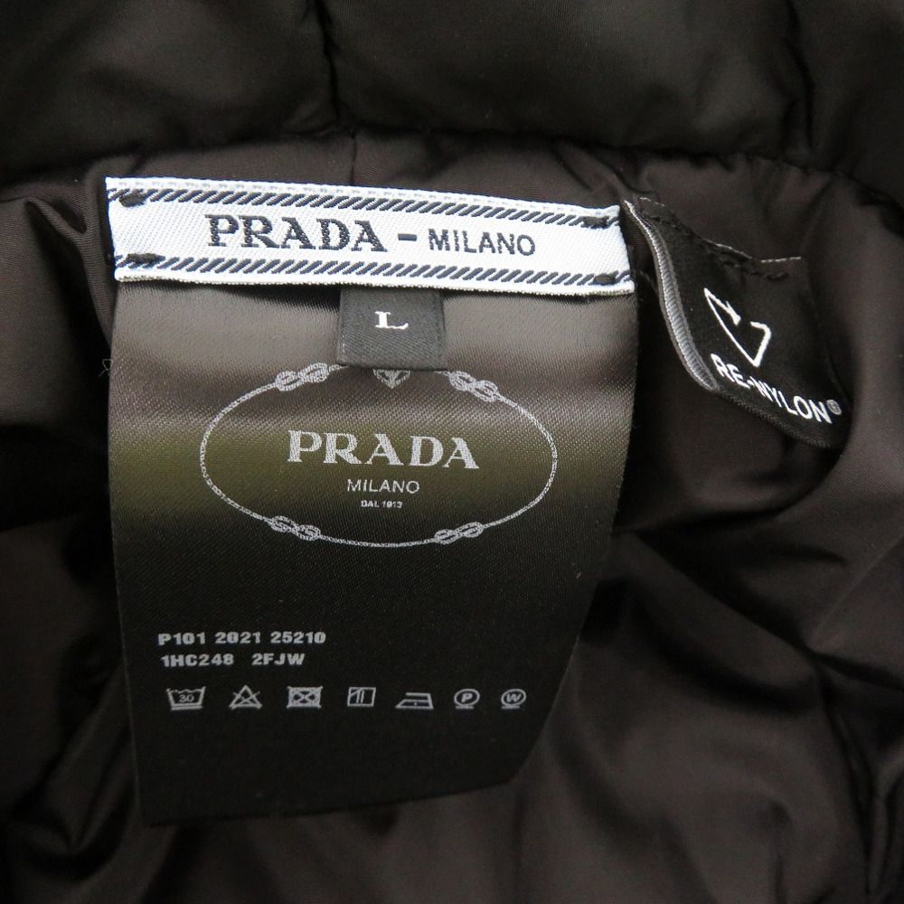 Prada Re Nylon Logo Print Volume Bucket Hat Polyester Polyamide Black 0673 — view 2