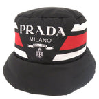 Prada Re Nylon Logo Print Volume Bucket Hat Polyester Polyamide Black 0673 — view 3