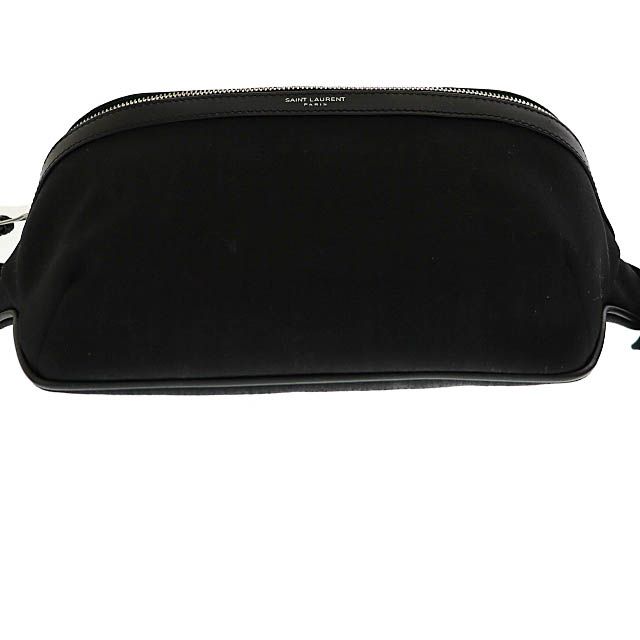 Saint Laurent Paris Logo Canvas Leather Body Waist Bag Black AA — view 4