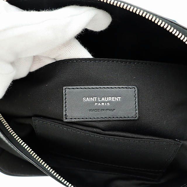 Saint Laurent Paris Logo Canvas Leather Body Waist Bag Black AA — view 8