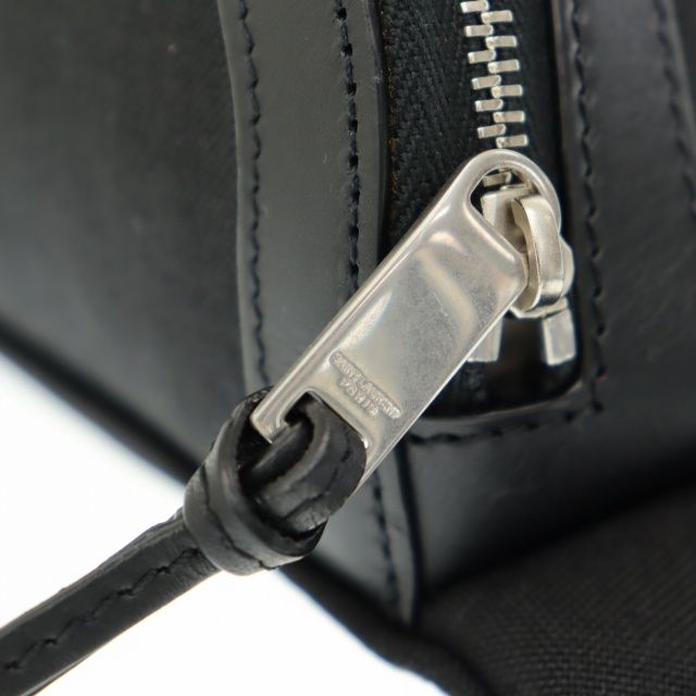 Saint Laurent Paris Logo Canvas Leather Body Waist Bag Black AA — view 7