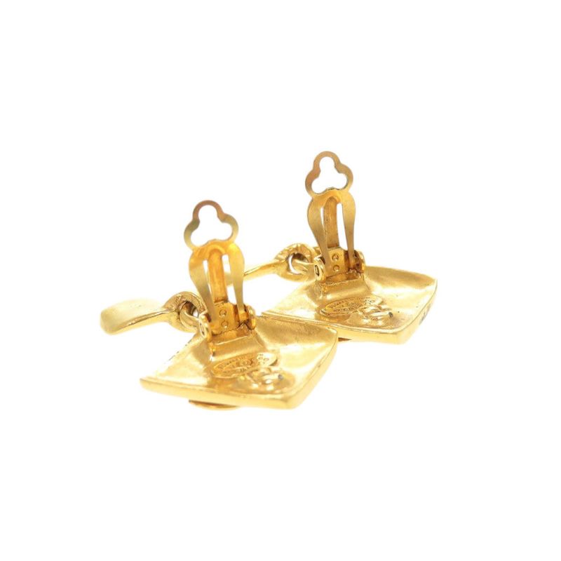 Chanel Vintage Coco Mark Metal Gold Earrings 0267 — view 4