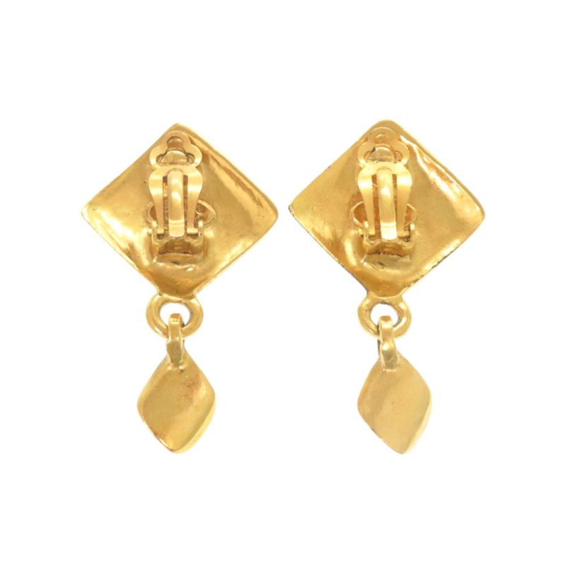 Chanel Vintage Coco Mark Metal Gold Earrings 0267 — view 3