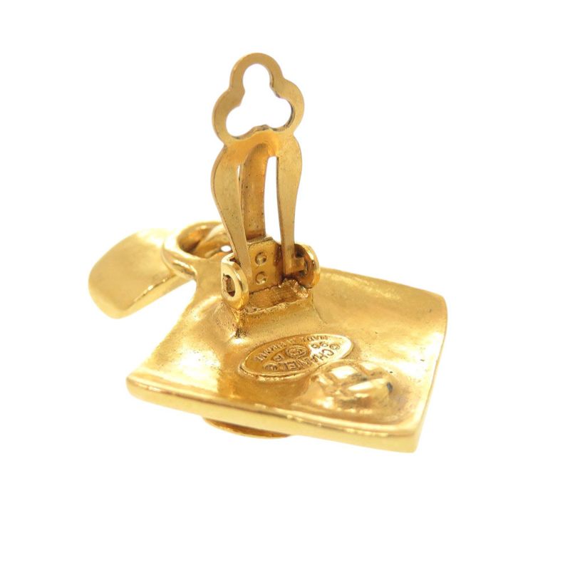 Chanel Vintage Coco Mark Metal Gold Earrings 0267 — view 9