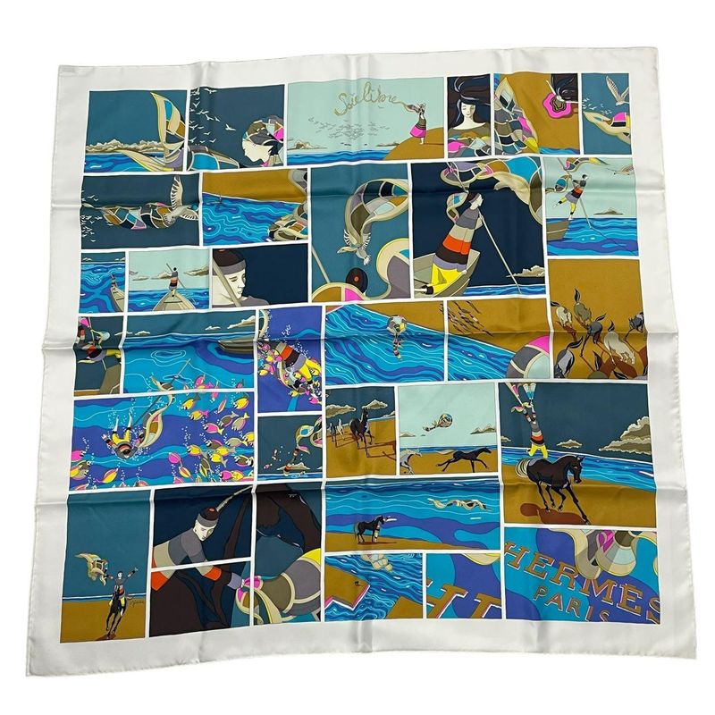 Hermes Carre 90 Scarf Silk Soie Li Love For Multicolor — view 2