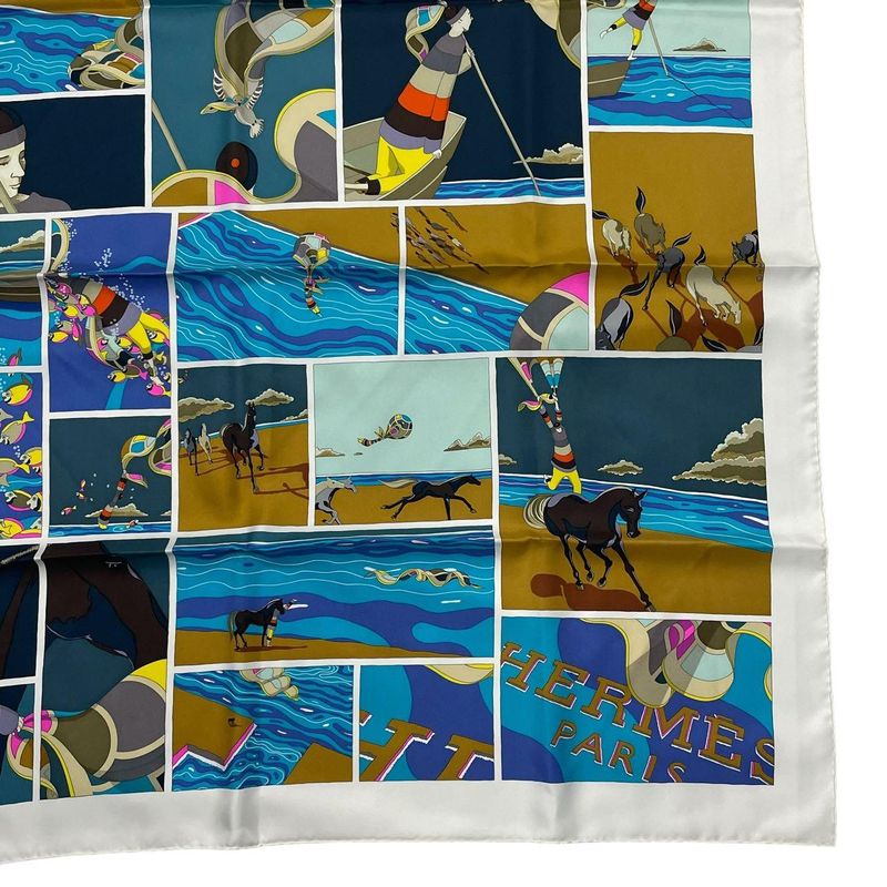 Hermes Carre 90 Scarf Silk Soie Li Love For Multicolor — view 6