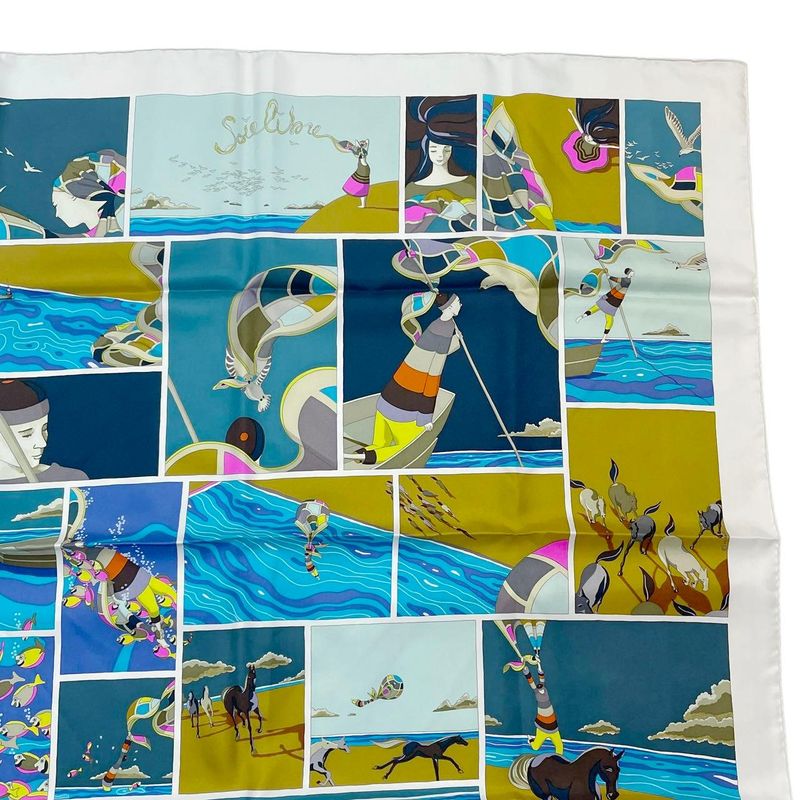 Hermes Carre 90 Scarf Silk Soie Li Love For Multicolor — view 4