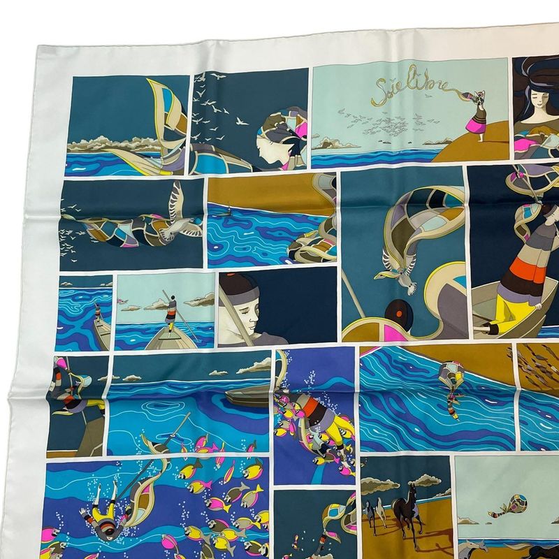 Hermes Carre 90 Scarf Silk Soie Li Love For Multicolor — view 3