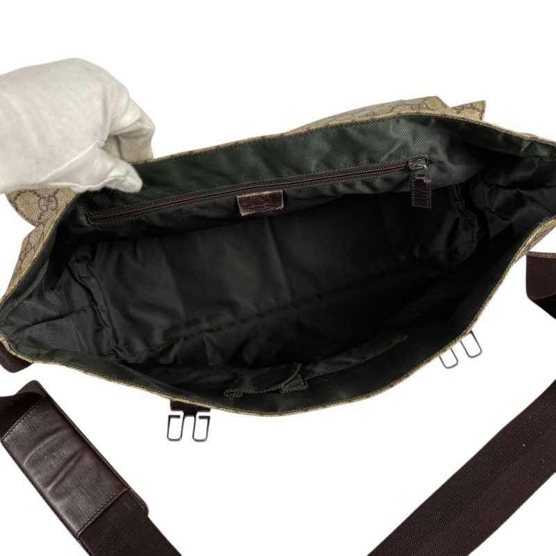 Gucci Messenger Shoulder Bag GG Supreme Brown Beige Leather — view 9
