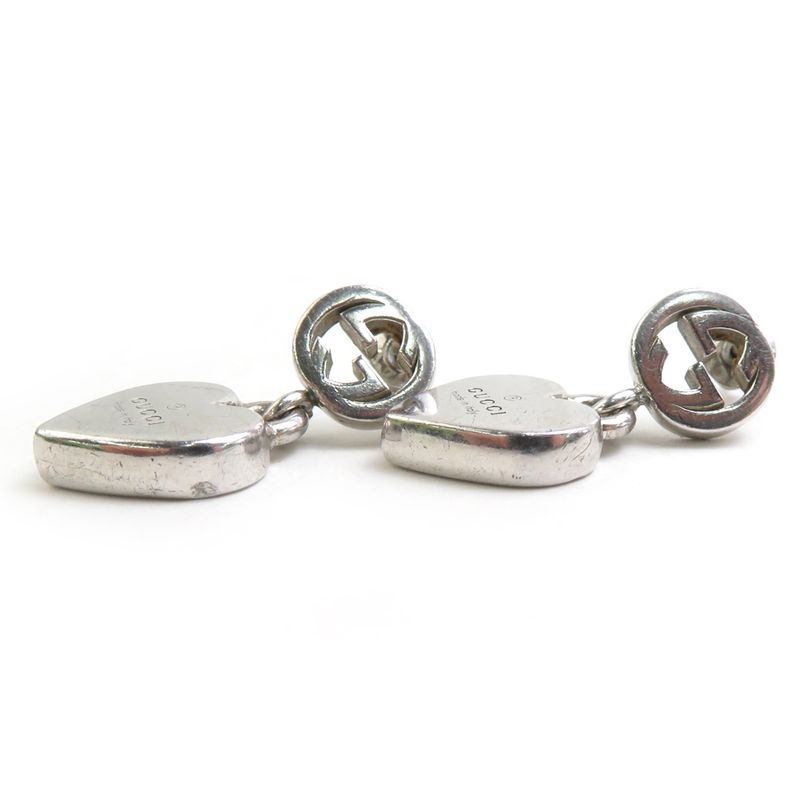 Gucci Interlocking Logo Silver-Tone Heart Earrings — view 5