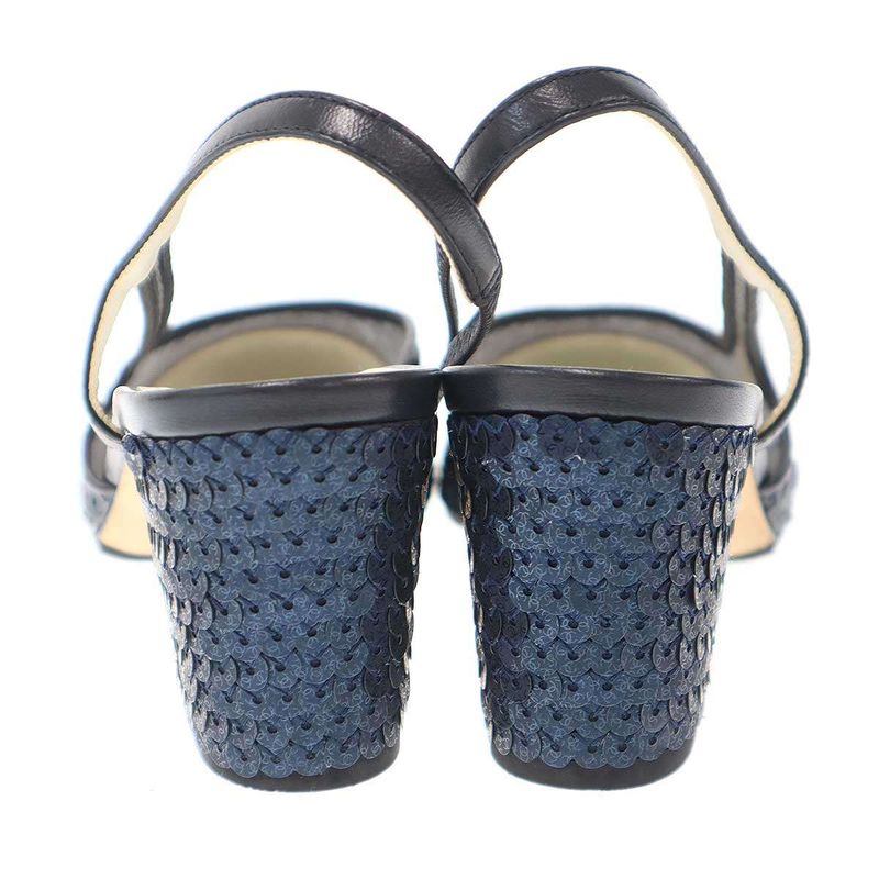 Chanel Sequins Ring Back Shoes Sandals Navy 35 — view 3
