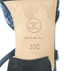 Chanel Sequins Ring Back Shoes Sandals Navy 35 — view 6