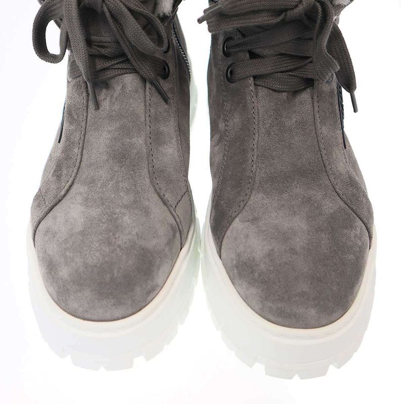 Prada Suede Shearling Mouthpiece Boots 492 8830 Gray 39 — view 7