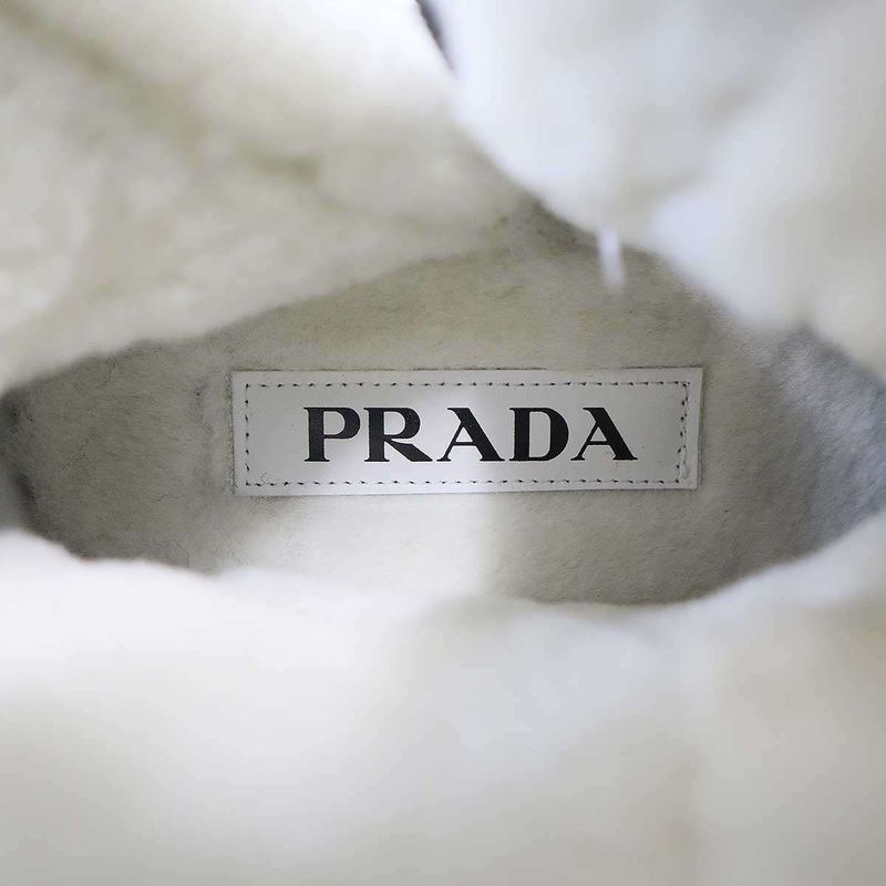 Prada Suede Shearling Mouthpiece Boots 492 8830 Gray 39 — view 5