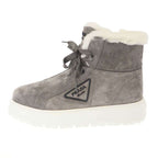 Prada Suede Shearling Mouthpiece Boots 492 8830 Gray 39 — view 2