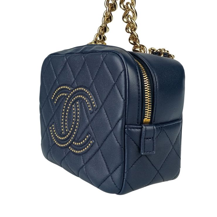 Chanel Shoulder Bag Small Vanity Case As1513 Navy Lambskin Chain — view 3