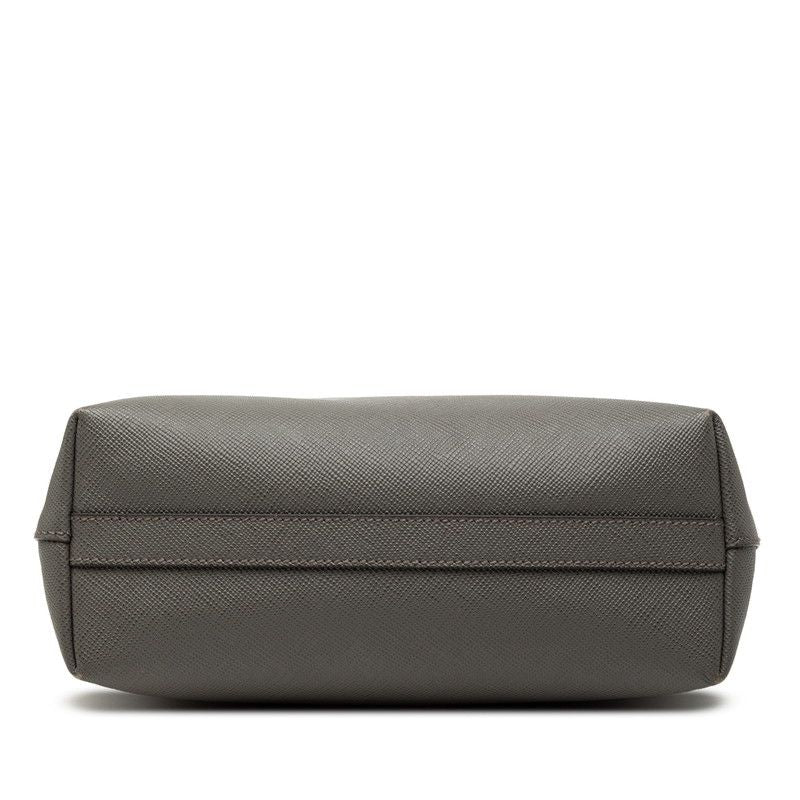 Prada Triangle Logo Plate Tote Bag Handbag Gray Sapphire Leather — view 4