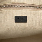 Prada Triangle Logo Plate Tote Bag Handbag Gray Sapphire Leather — view 6