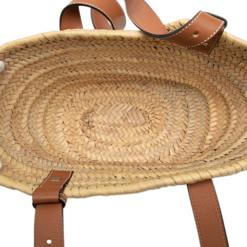 Loewe Paula Basket Smiley Wink Tote Bag Handbag Beige Brown Straw Leather — view 5