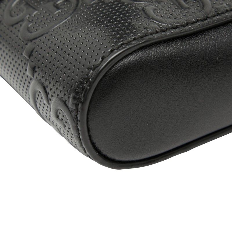 Gucci GG Embossed Waist Bag Pouch Black Leather — view 7