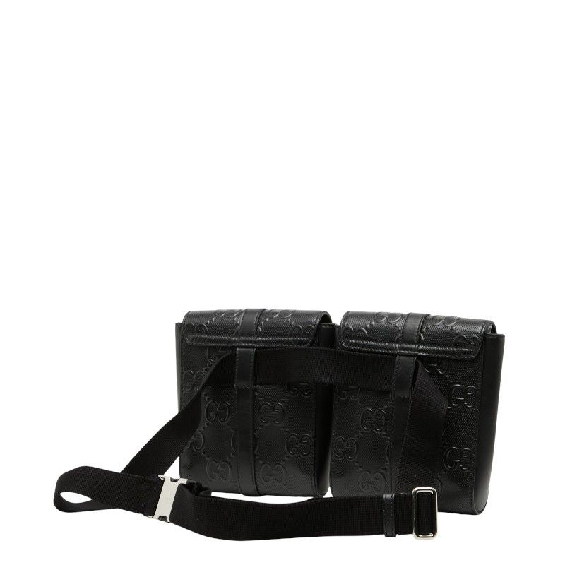 Gucci GG Embossed Waist Bag Pouch Black Leather — view 3