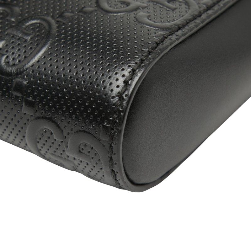 Gucci GG Embossed Waist Bag Pouch Black Leather — view 5