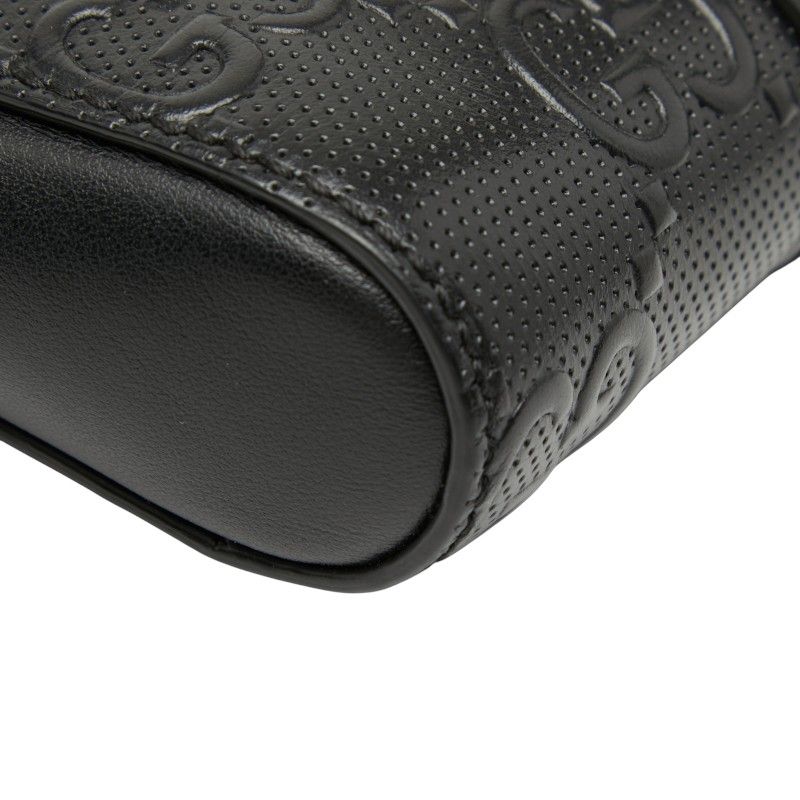 Gucci GG Embossed Waist Bag Pouch Black Leather — view 8