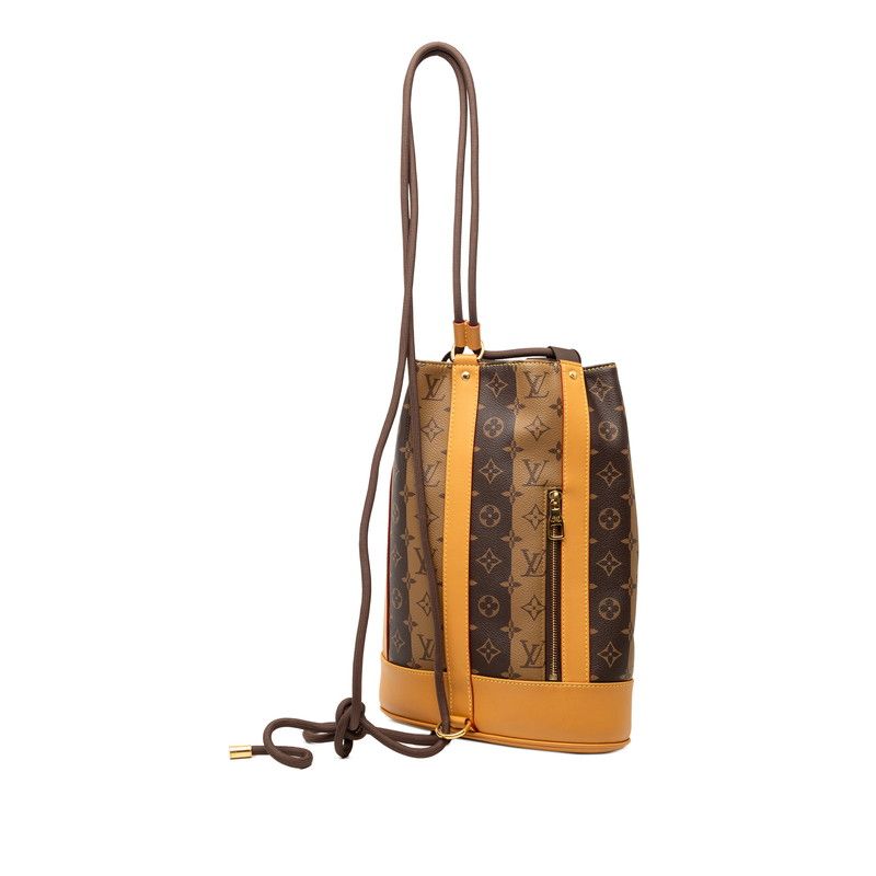 Louis Vuitton Monogram Stripe Randonnee Messenger Brown Beige — view 3