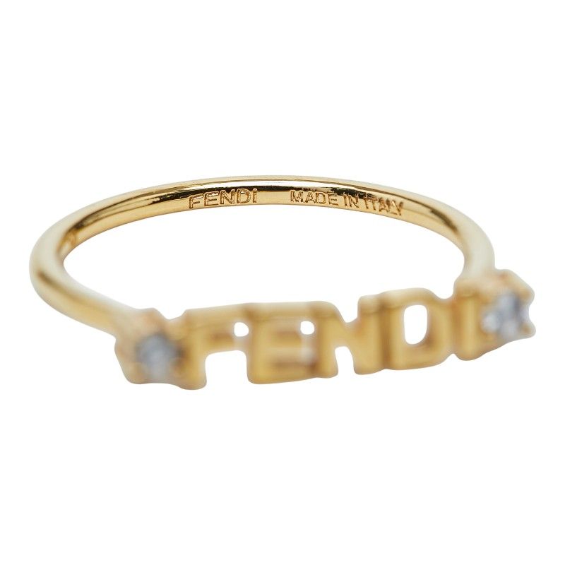 Fendi Logo Ring M Gold Plated Crystal — view 9