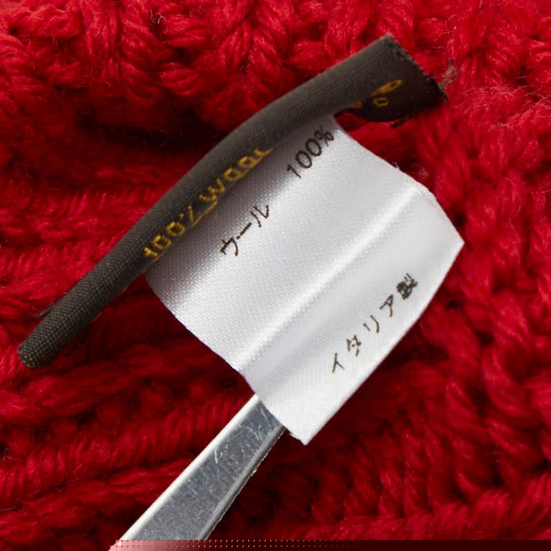 Louis Vuitton Moufur Constance Glove Mittens Gloves With Tin Badge Red Wool — view 7