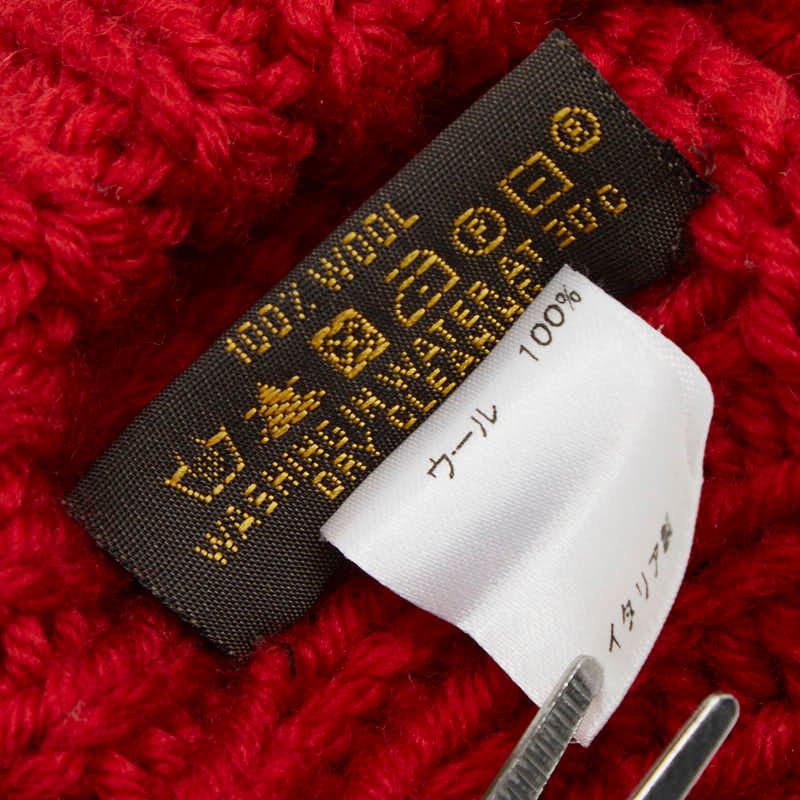 Louis Vuitton Moufur Constance Glove Mittens Gloves With Tin Badge Red Wool — view 2