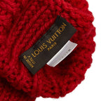 Louis Vuitton Moufur Constance Glove Mittens Gloves With Tin Badge Red Wool — view 5